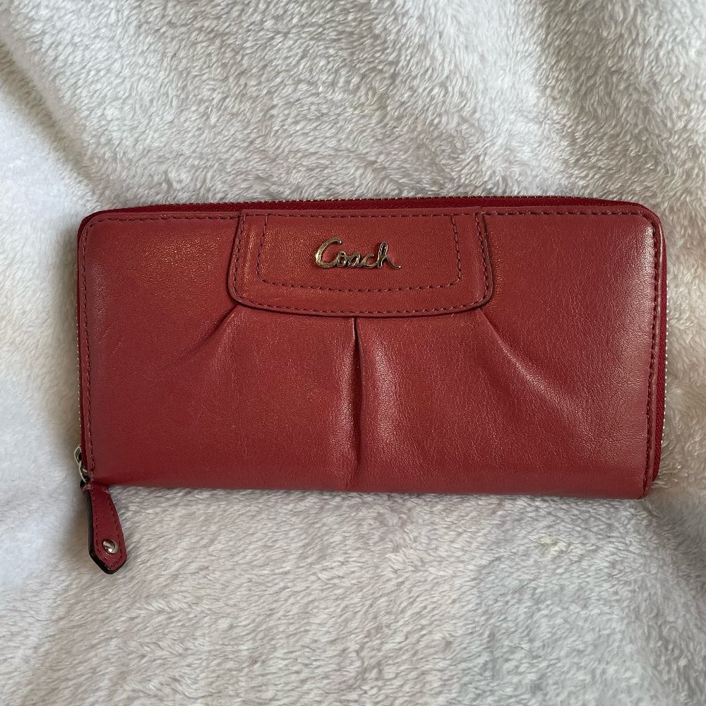 Purple Coach Long Zip Around Wallet